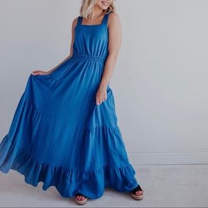 Cobalt blue backless maxi
